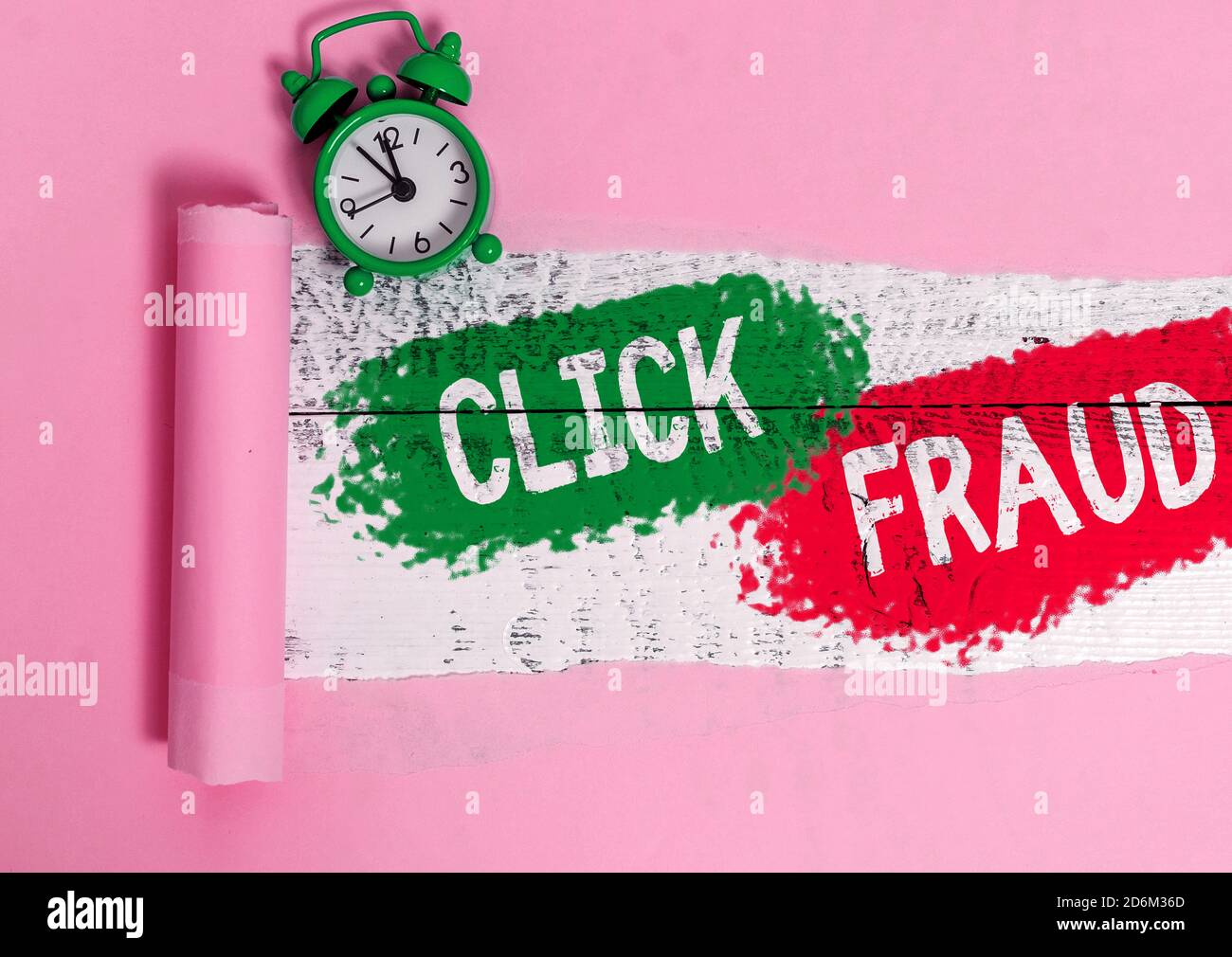 Conceptual hand writing showing Click Fraud. Concept meaning practice of repeatedly clicking on advertisement hosted website Rolled ripped torn cardbo Stock Photo