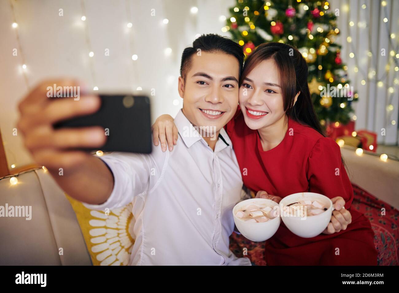 Happy couple taking selfie Stock Photo