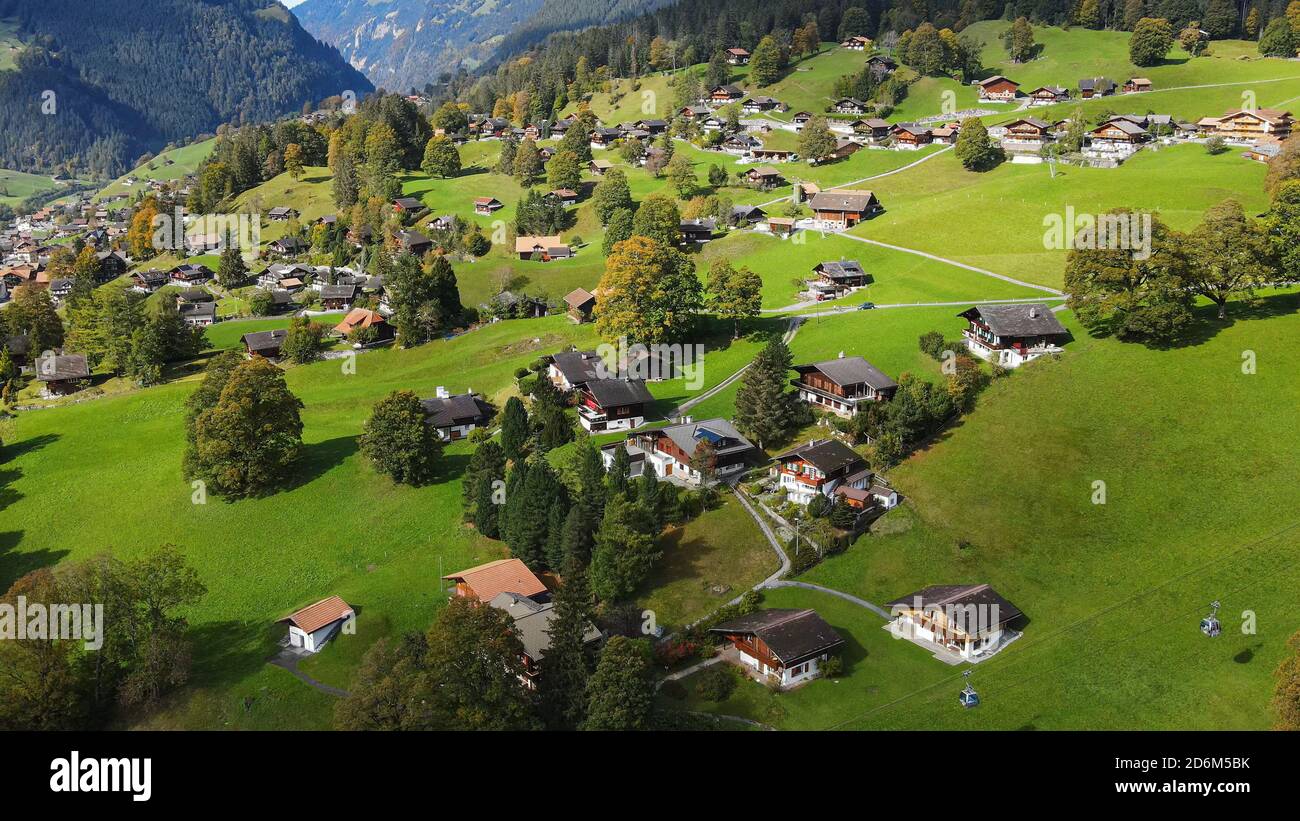 Famous city of Grindelwald in the Swiss Alps from above Stock Photo Alamy