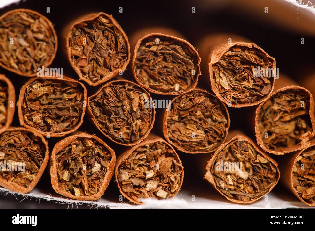 brown cigarettes in a pack close-up. horizontal frame Stock Photo