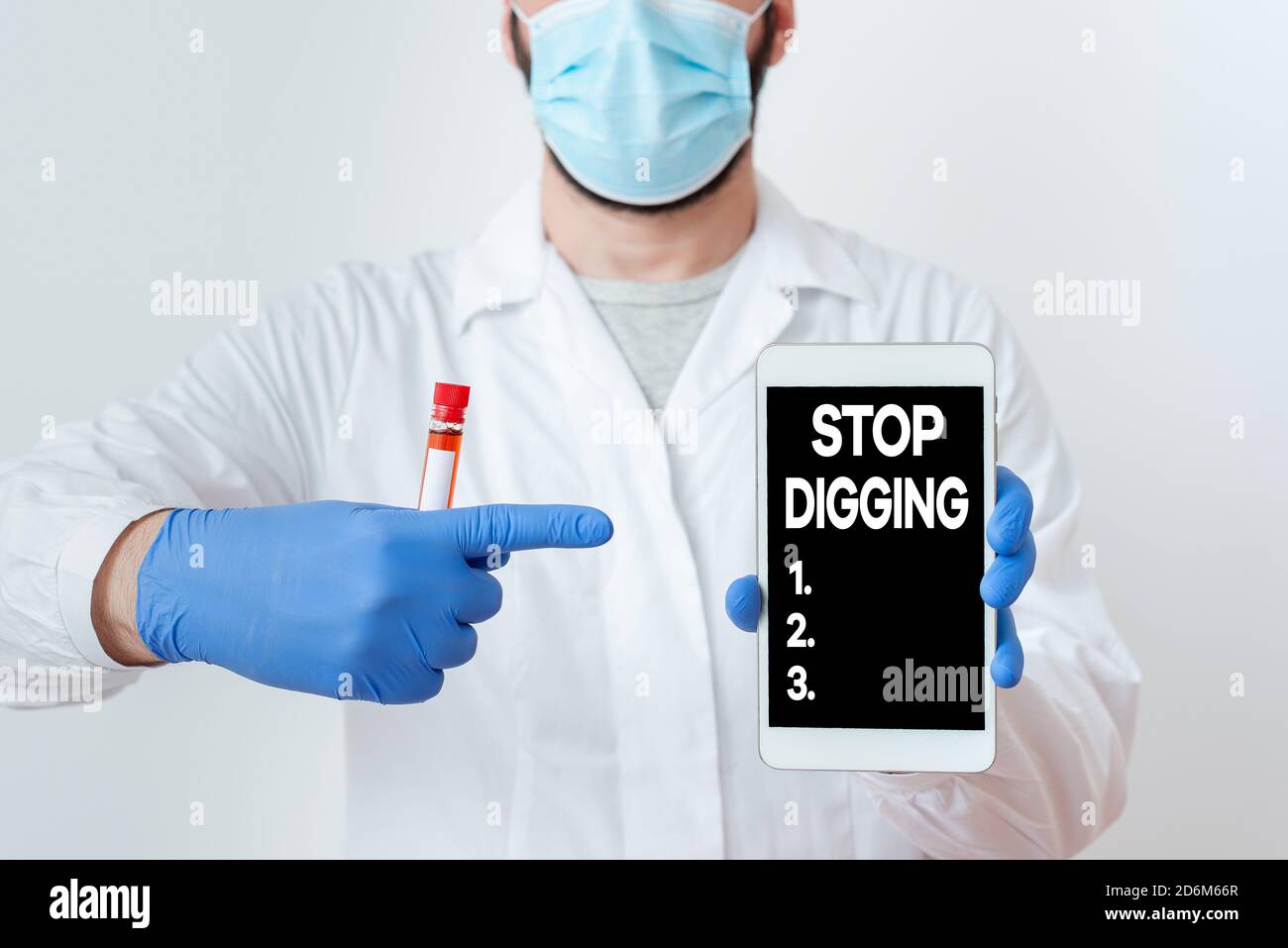 Writing note showing Stop Digging. Business concept for Prevent Illegal ...