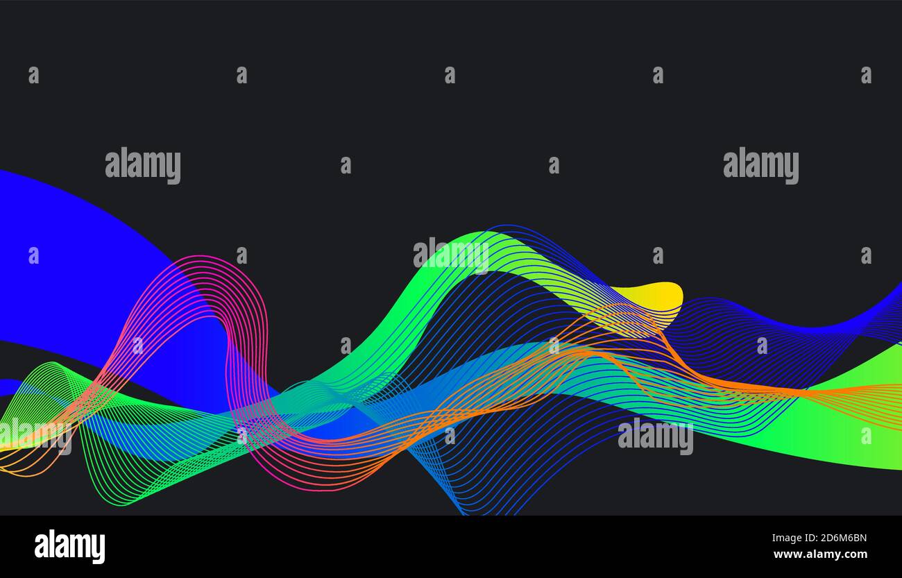 Glowing abstract flowing line waves curves background design Stock Vector
