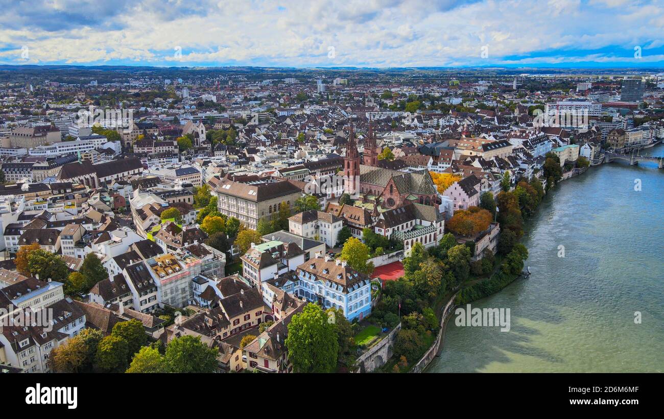 Aerial view over city basel hi-res stock photography and images - Alamy