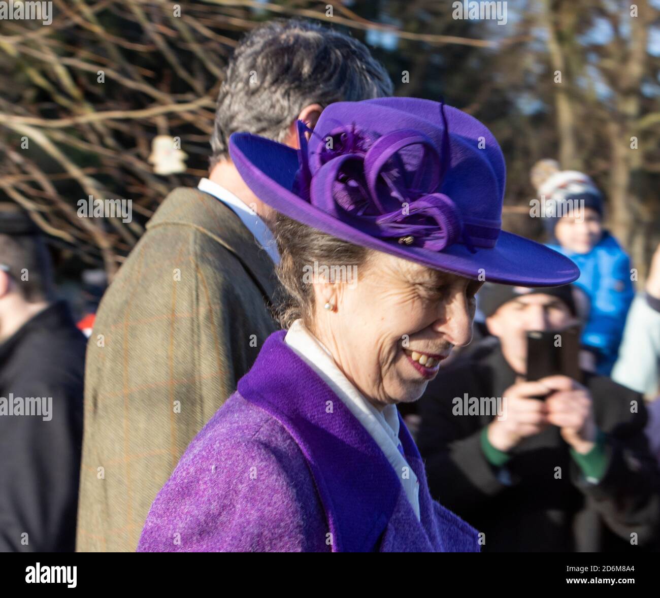 Princess Anne, The Princess Royal & Commander Timothy Laurence at Sandringham on Christmas Day 2019. Stock Photo