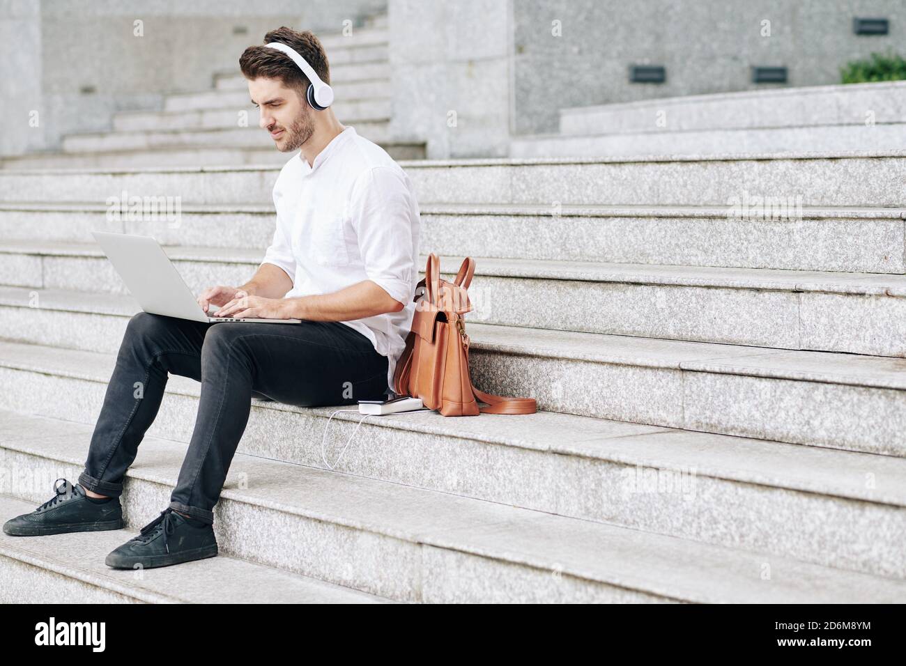 Coding young man Stock Photo