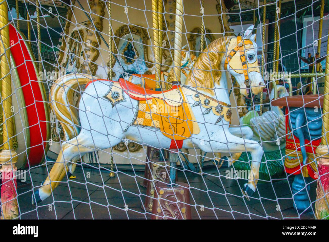 Closed merry-go-round. Stock Photo