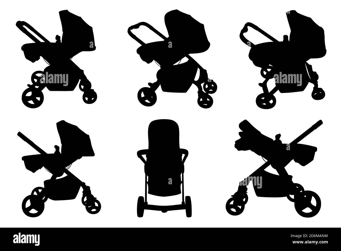 Set of different baby strollers isolated on white Stock Photo - Alamy