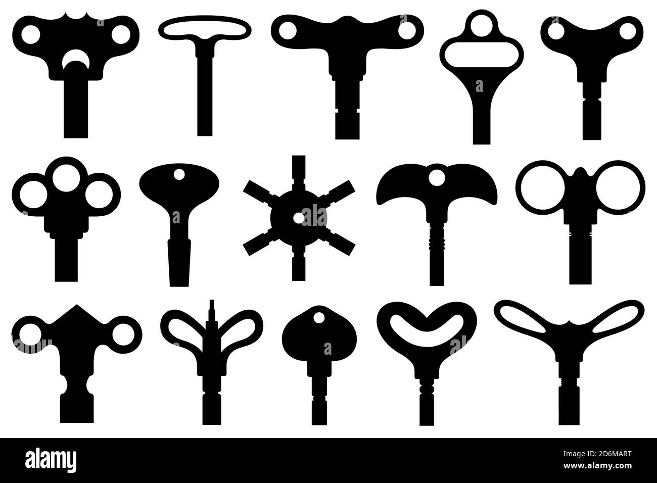 Collection of different wind up keys isolated on white Stock Photo Alamy