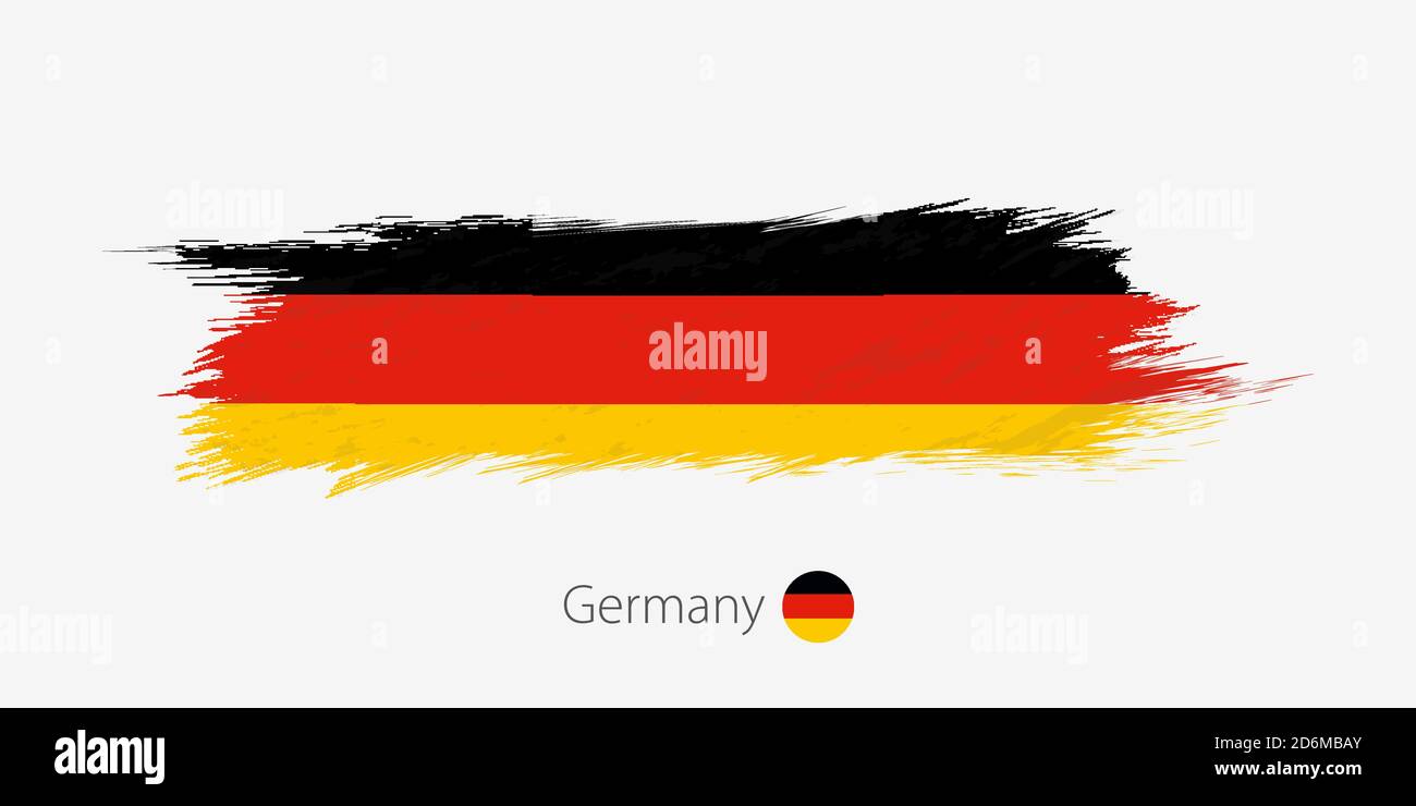 Flag of Germany, grunge abstract brush stroke on gray background ...