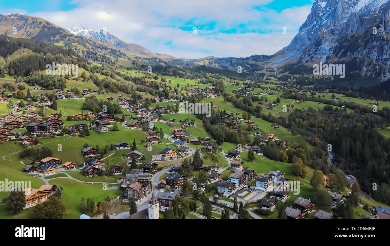 Famous city of Grindelwald in the Swiss Alps from above Stock Photo Alamy