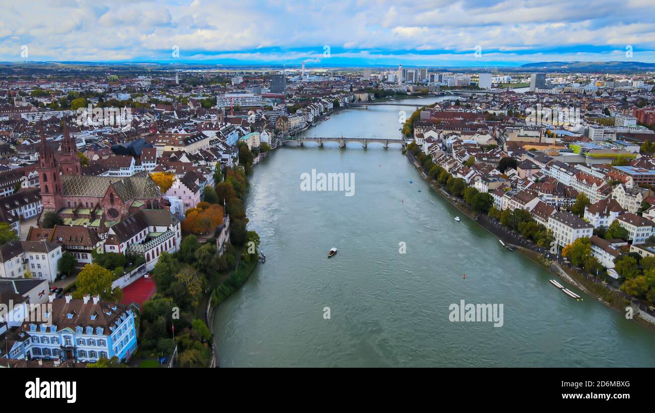 Aerial view over city basel hi-res stock photography and images - Alamy