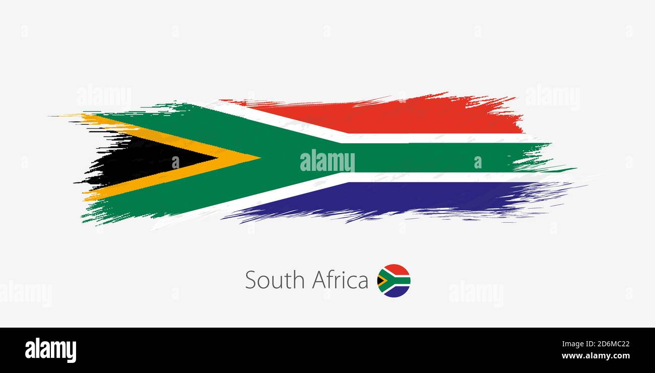 Flag Of South Africa Grunge Abstract Brush Stroke On Gray Background Flag Of South Africa Grunge Abstract Brush Stroke On Gray Background