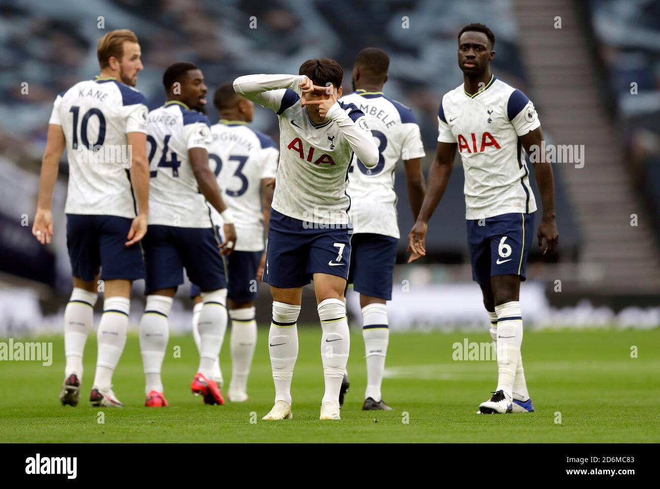 Tottenham Hotspur's Son Heung-min celebrates scoring his side's first goal of the game during the Premier League match at Tottenham Hotspur Stadium, London. Stock Photo