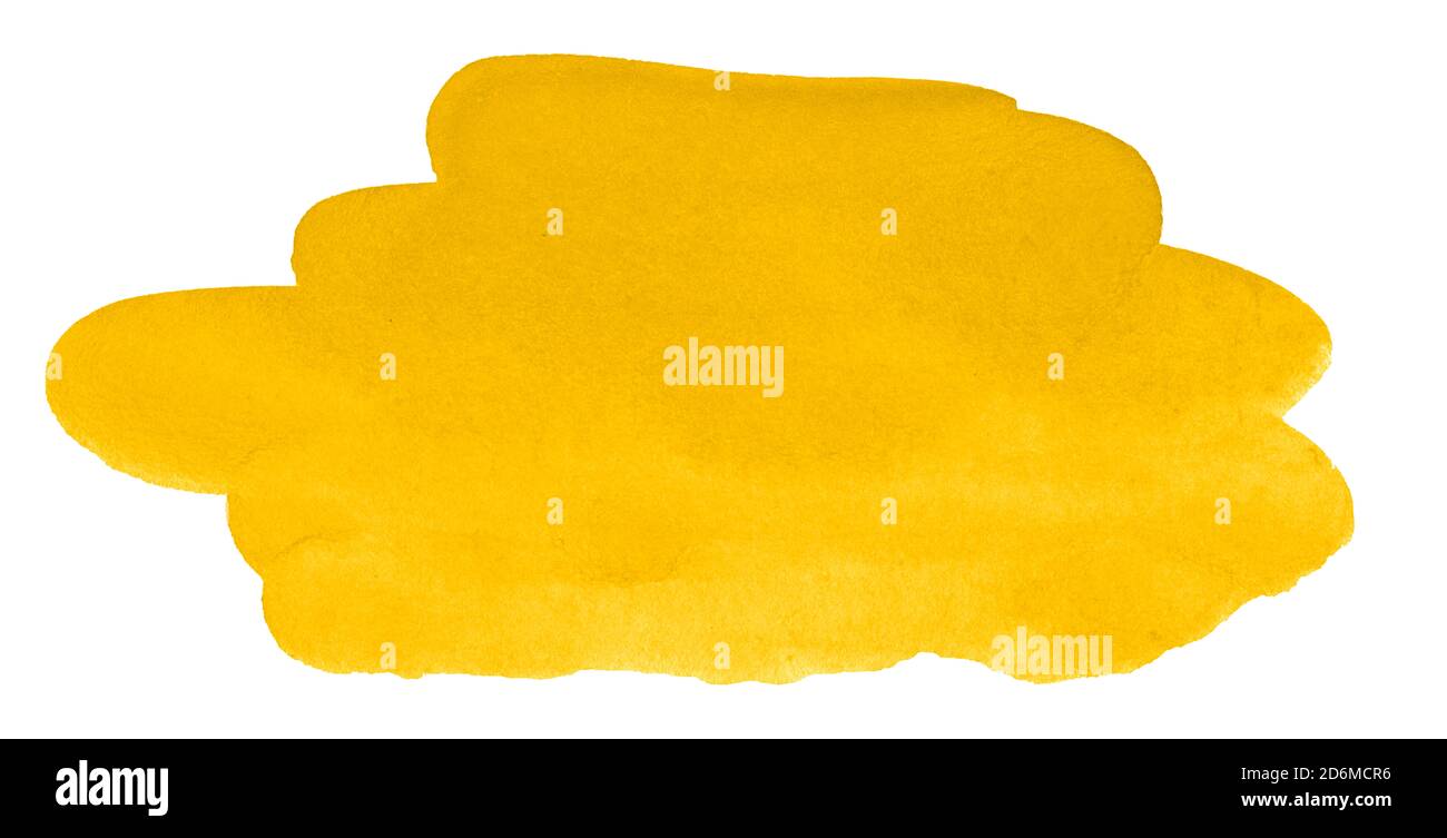 Bright yellow watercolor abstract background, isolated spot. Trendy ...