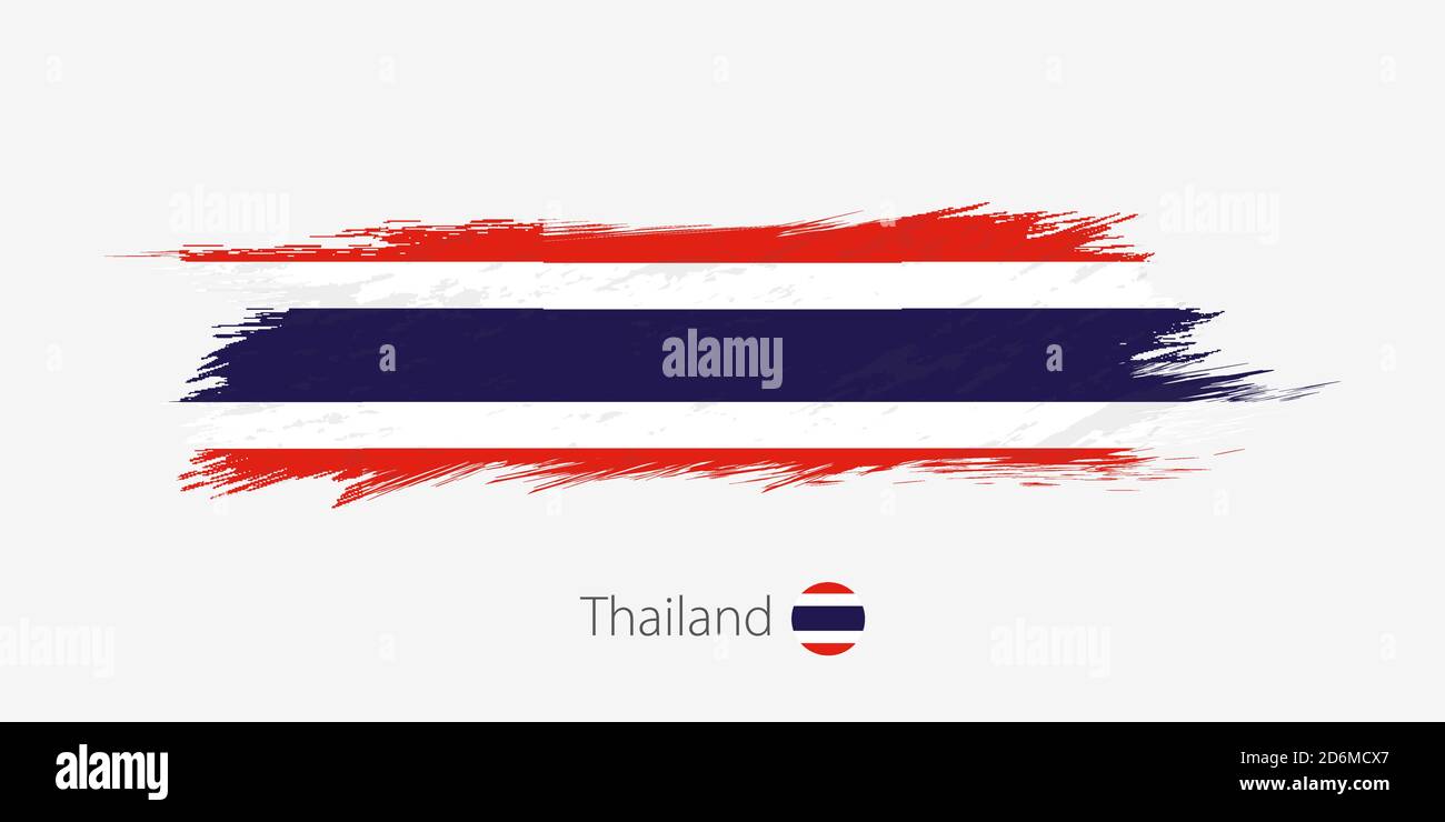 Flag of Thailand, grunge abstract brush stroke on gray background ...