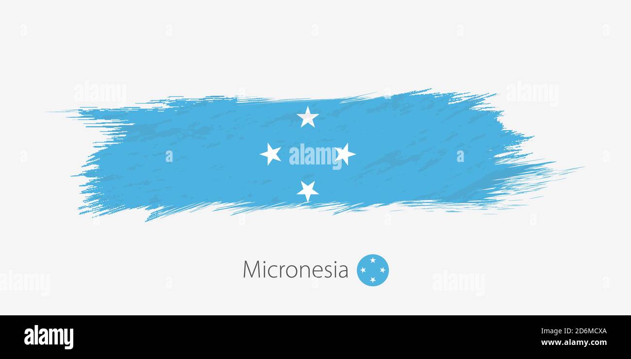 Flag of Micronesia, grunge abstract brush stroke on gray background ...