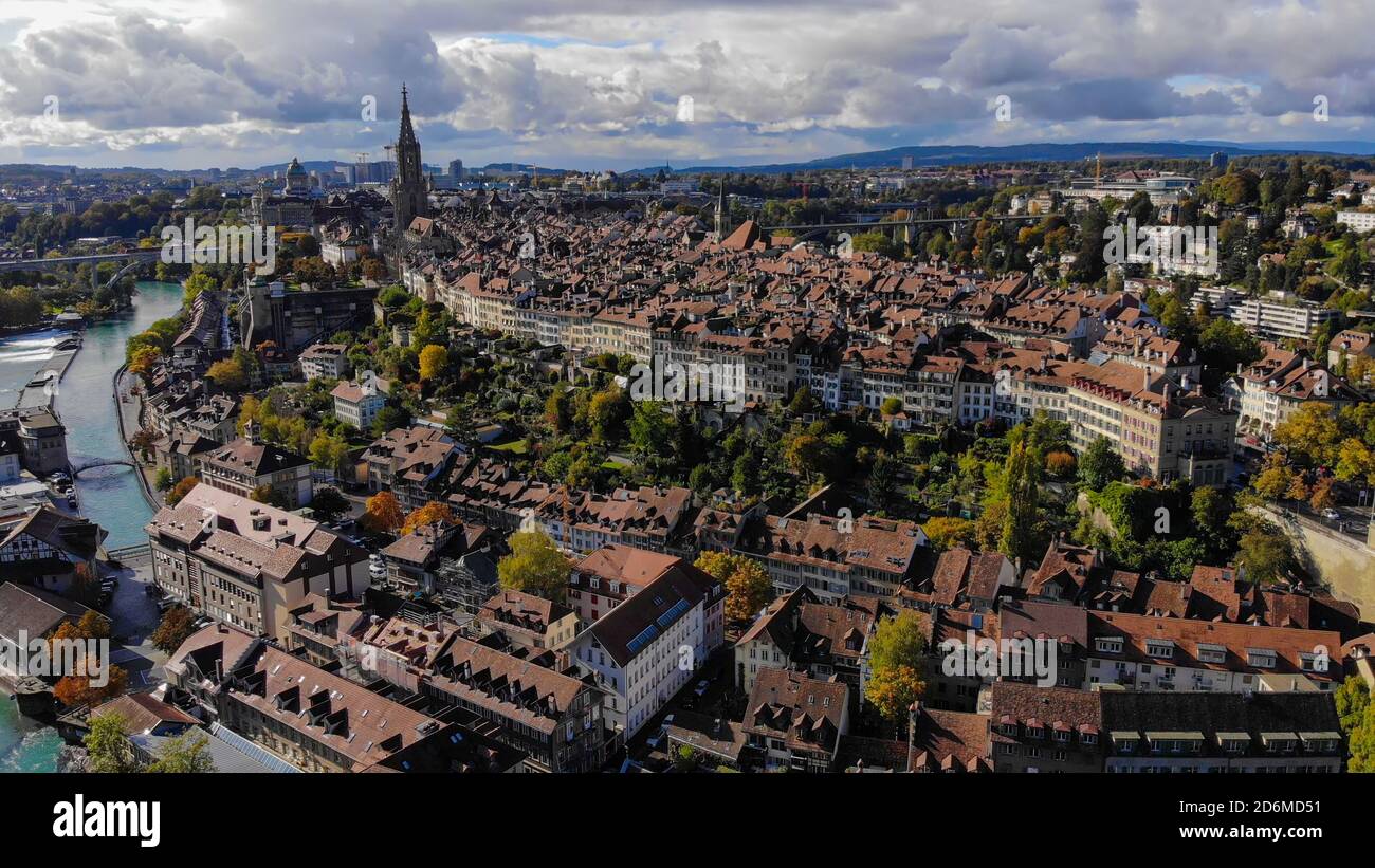 Aerial View Over The City Of Bern - The Capital City Of Switzerland ...