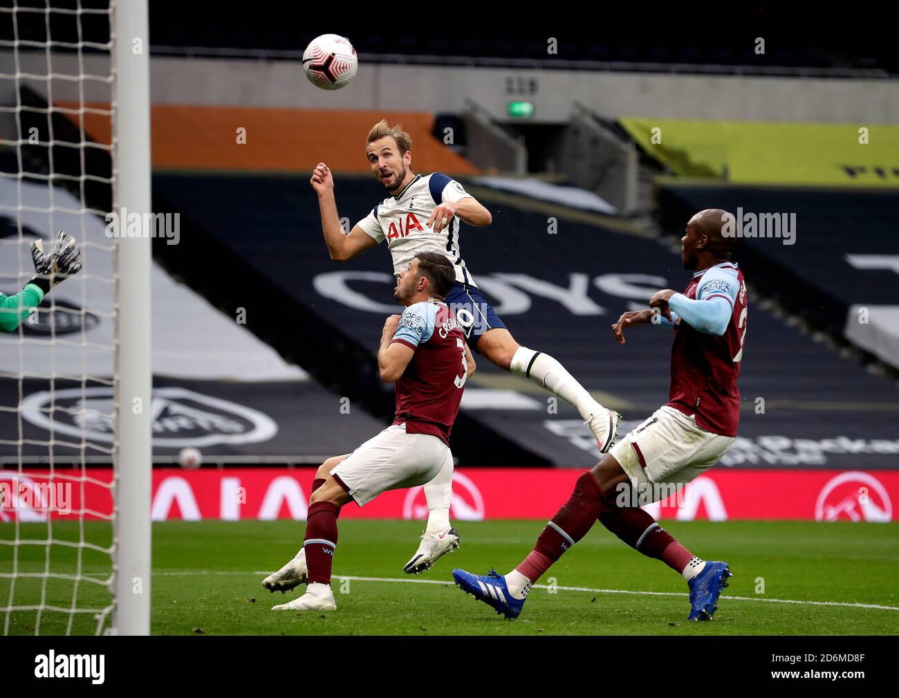 Tottenham Hotspur's Harry Kane scores his side's third goal of the game during the Premier League match at Tottenham Hotspur Stadium, London. Stock Photo