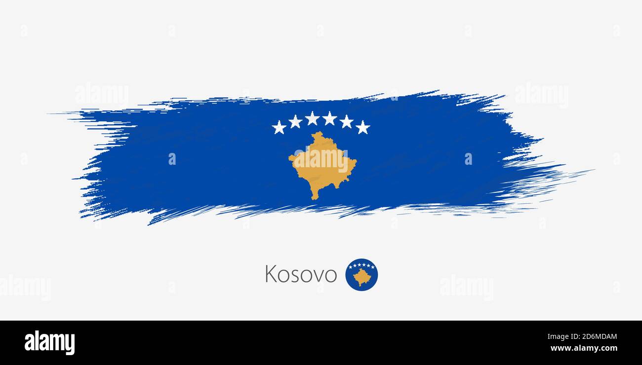 Flag Of Kosovo Grunge Abstract Brush Stroke On Gray Background Vector