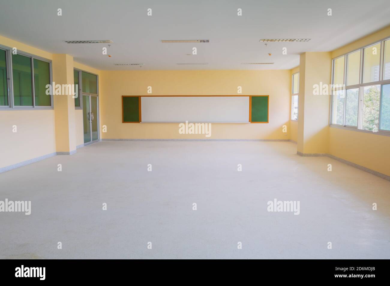 internal decoration renovate work construction and whiteboard in classroom empty Stock Photo