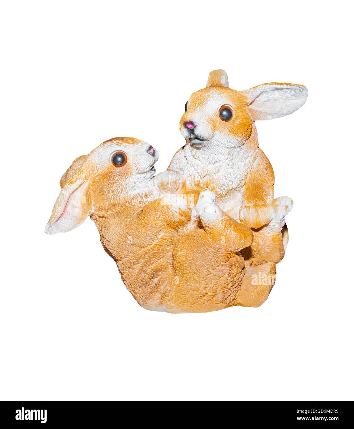 two rabbits stucco isolated on a white background Stock Photo