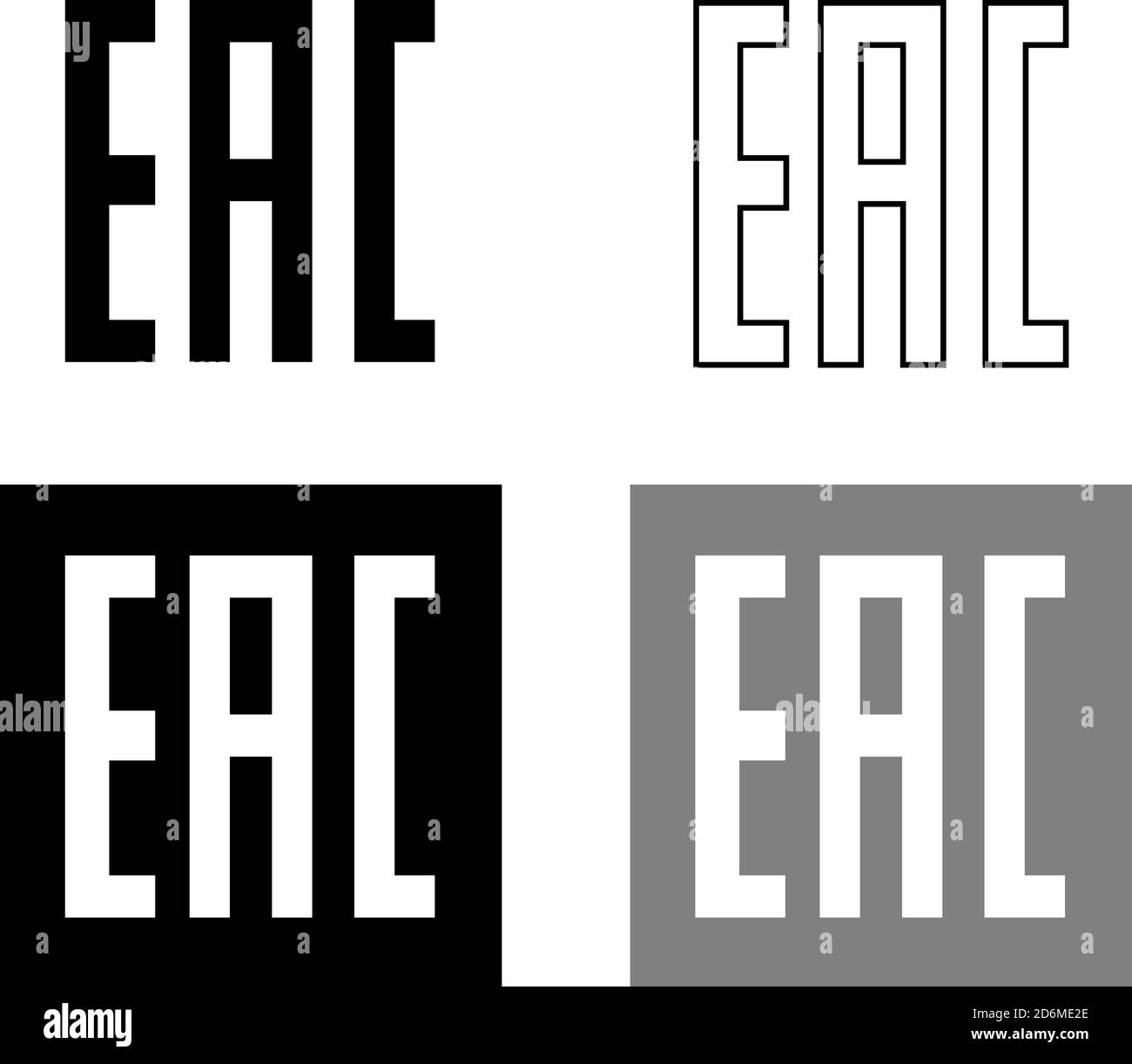 EAC EurAsian Conformity mark Vector isolated mark symbol on black background set . Stock Vector
