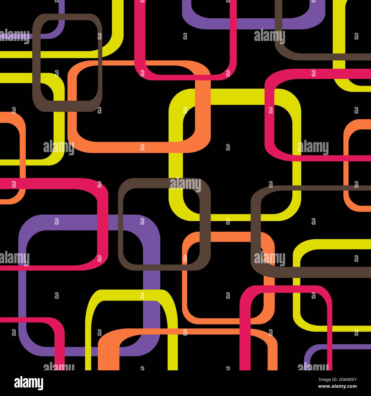 Retro pattern black background with squares - rounded. Stock Vector