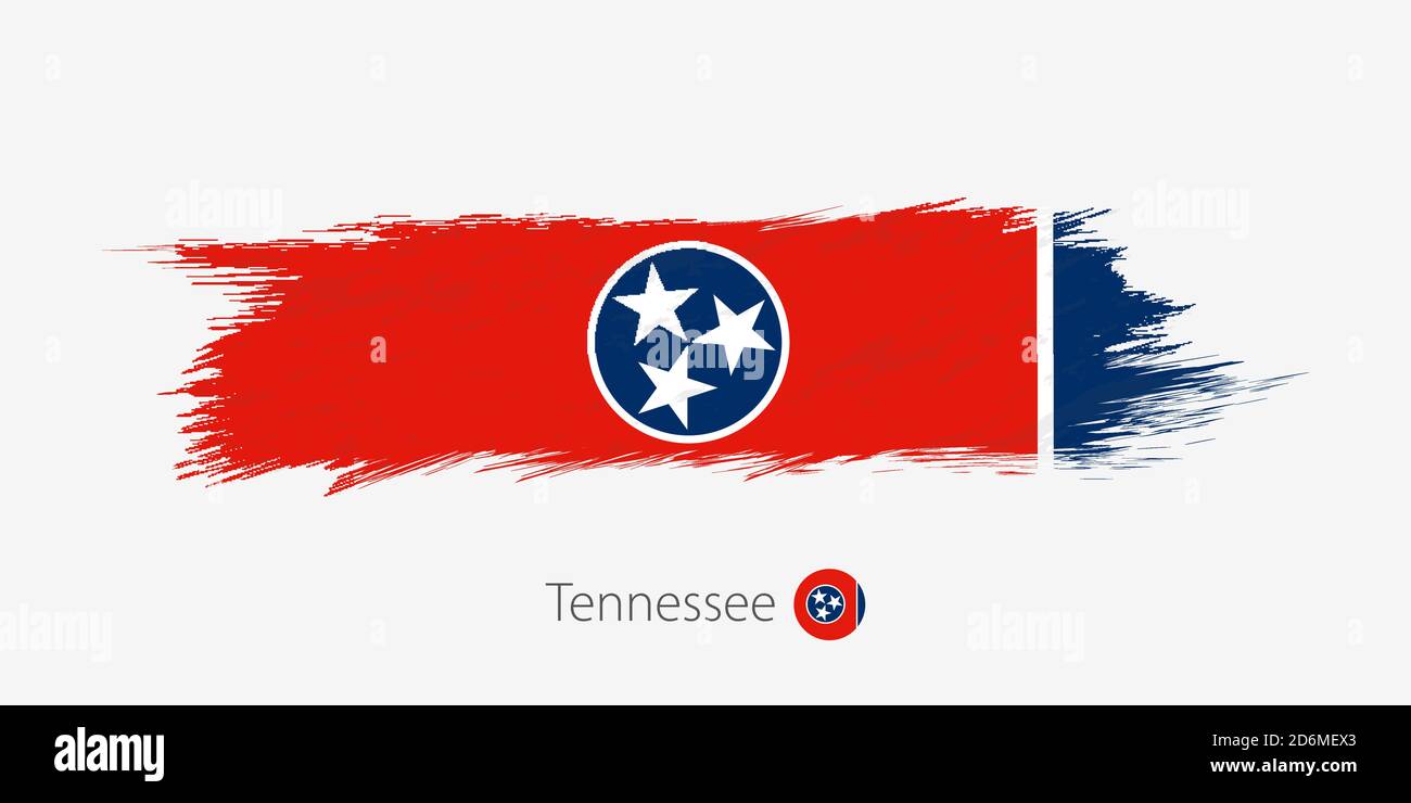 Flag of Tennessee US State, grunge abstract brush stroke on gray ...