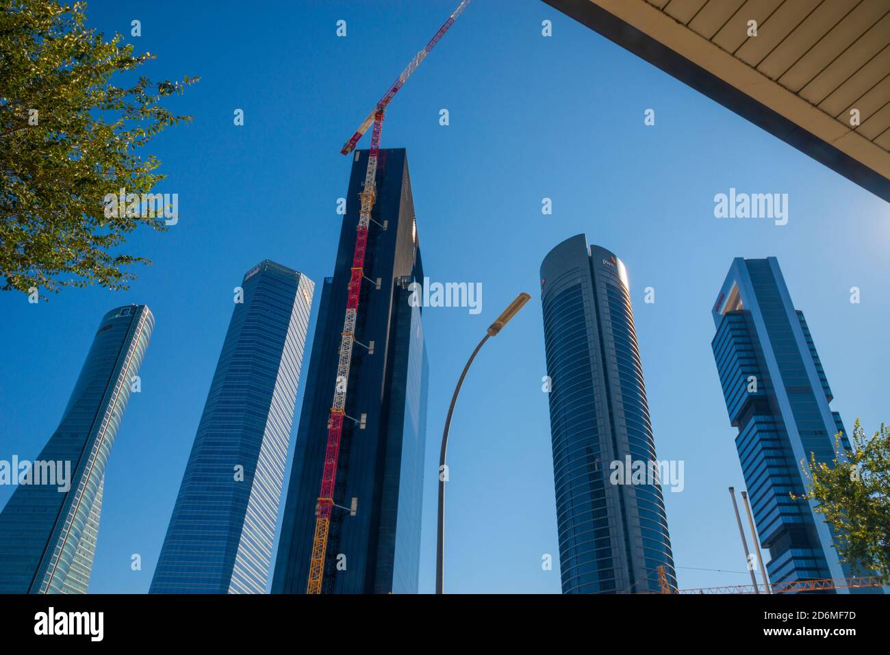 Four Towers and Caleido Tower. CTBA, Madrid, Spain. Stock Photo
