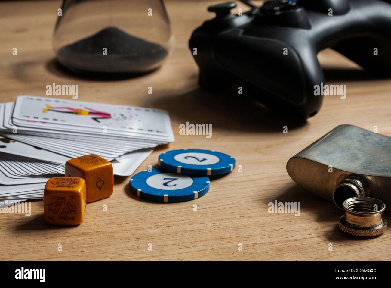 Games night staying in with friends background poker chips dice & cards