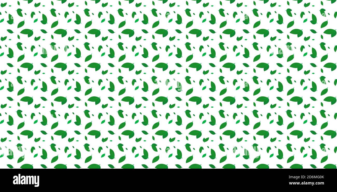 Seamless pattern with green leaves on a white background Stock Vector