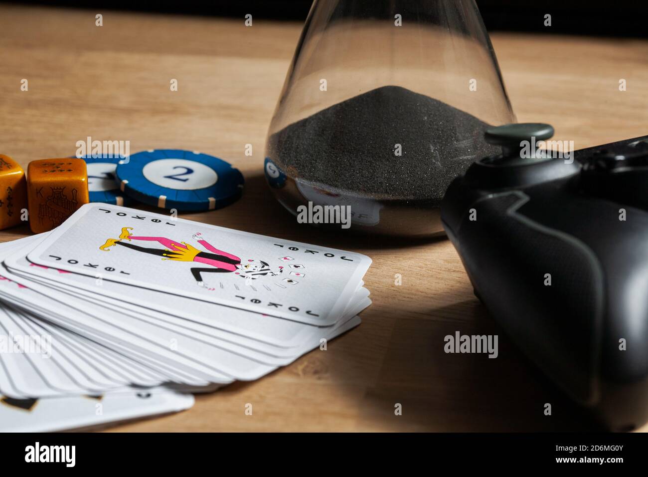 Games night staying in with friends background poker chips dice & cards