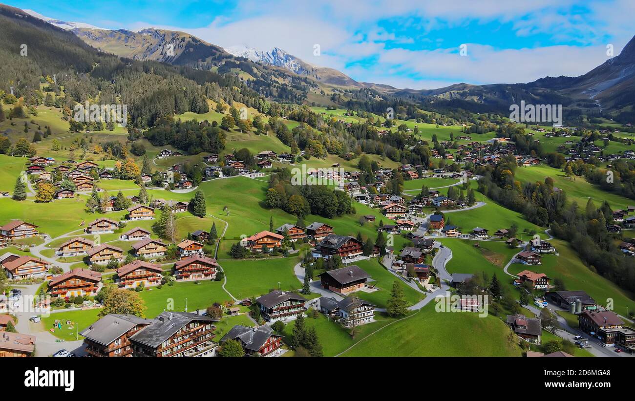 Famous city of Grindelwald in the Swiss Alps from above Stock Photo Alamy