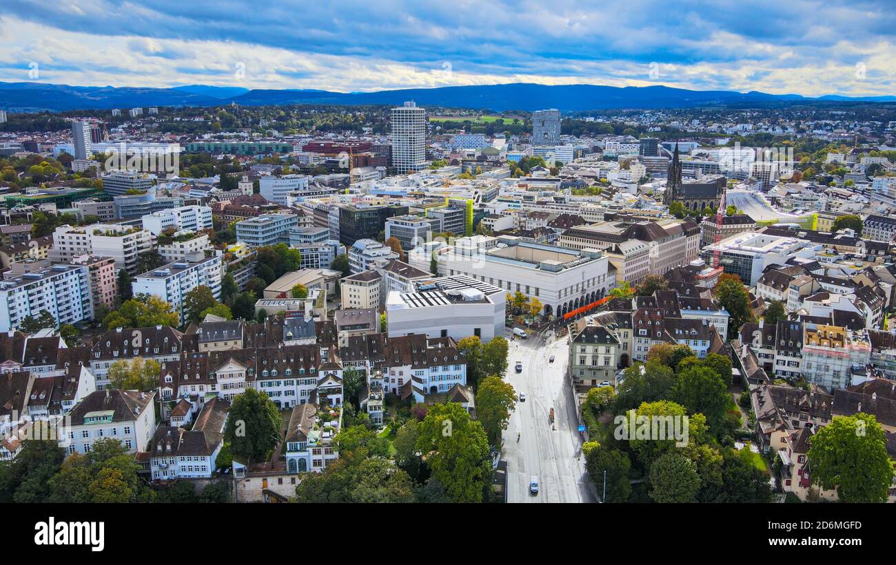 Aerial view over the city of Basel Switzerland Stock Photo - Alamy