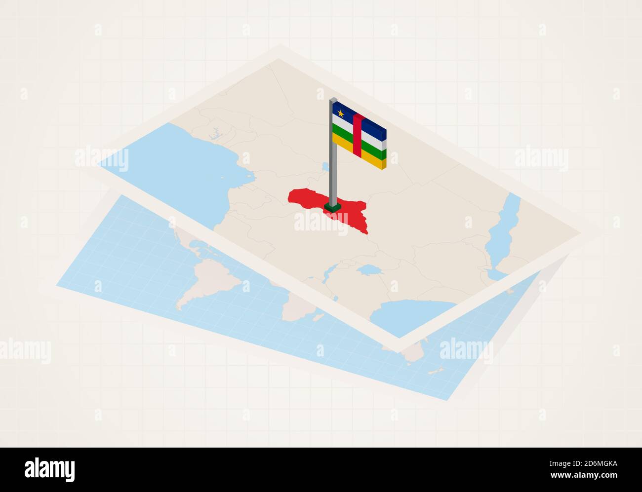 Central African Republic selected on map with 3D flag of CAR. Vector ...