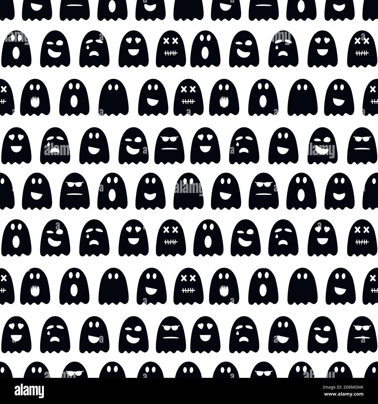 Seamless pattern with various ghosts Stock Vector