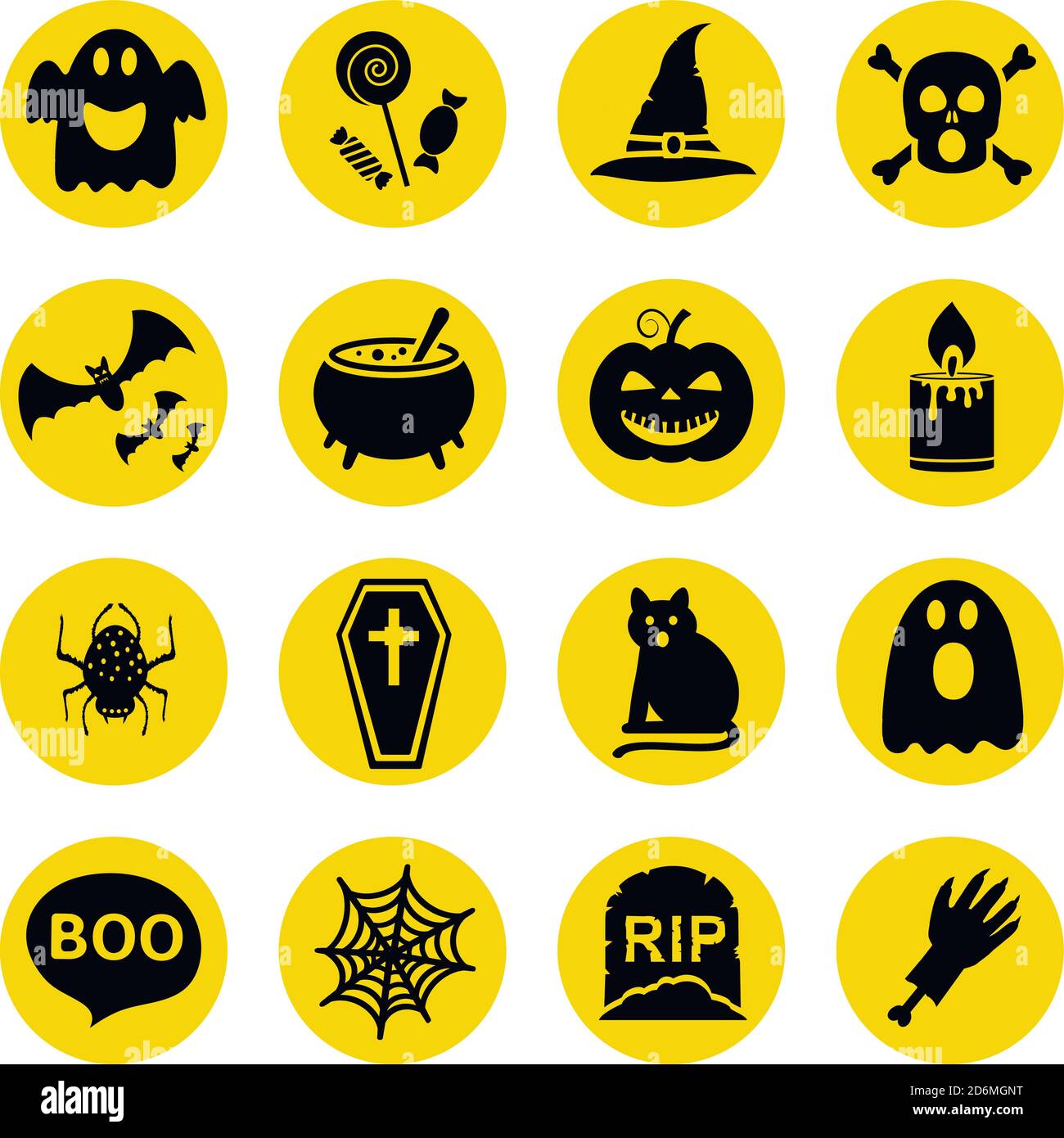 Simple silhouettes vector icons set for Halloween Stock Vector