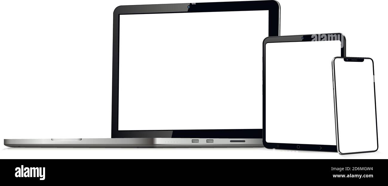 Phone tablet and laptop mock up Stock Vector