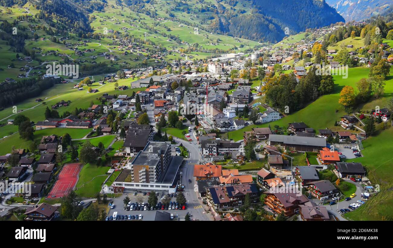 Famous city of Grindelwald in the Swiss Alps from above Stock Photo Alamy