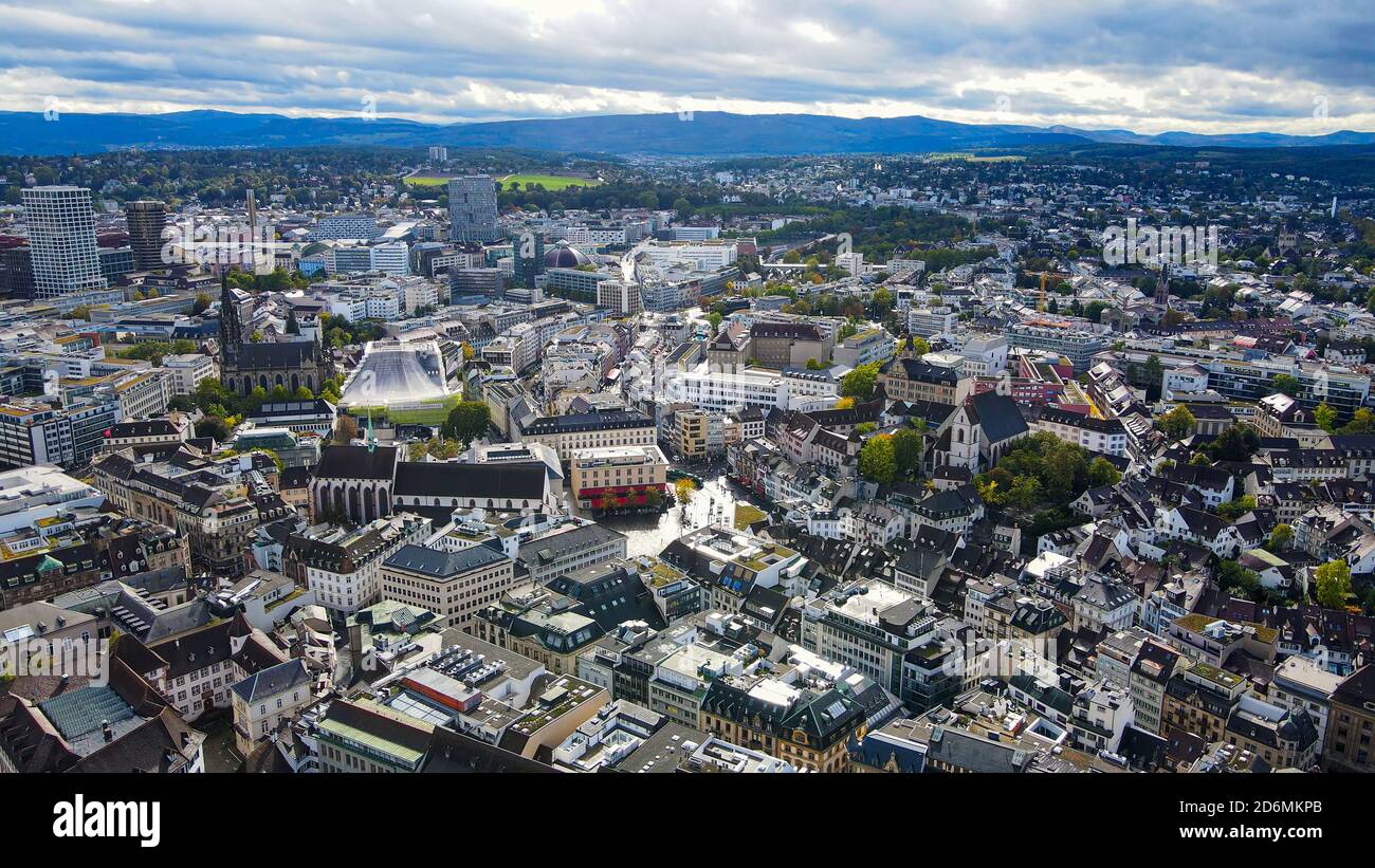 Aerial view over city basel hi-res stock photography and images - Alamy