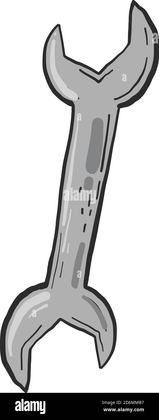 Grey wrench, illustration, vector on white background Stock Vector