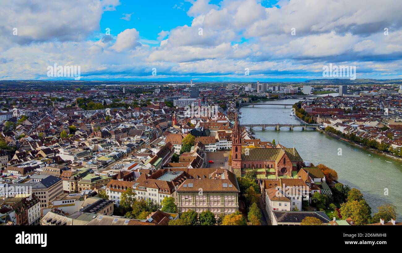 Aerial view over city basel hi-res stock photography and images - Alamy