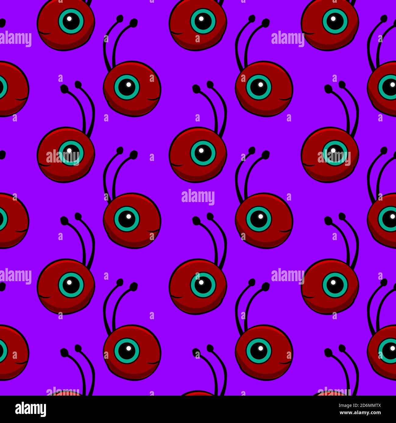 Cute ants, seamless pattern on purple background. Stock Vector