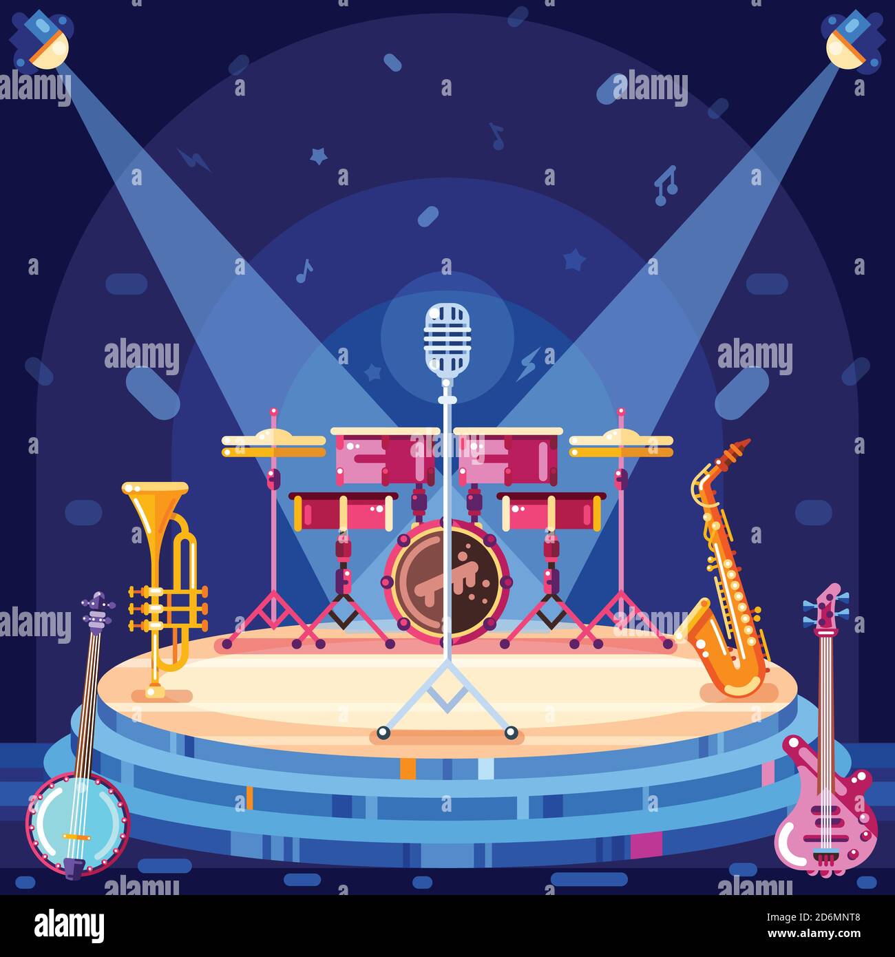 Jazz instruments on stage Stock Vector Images Alamy