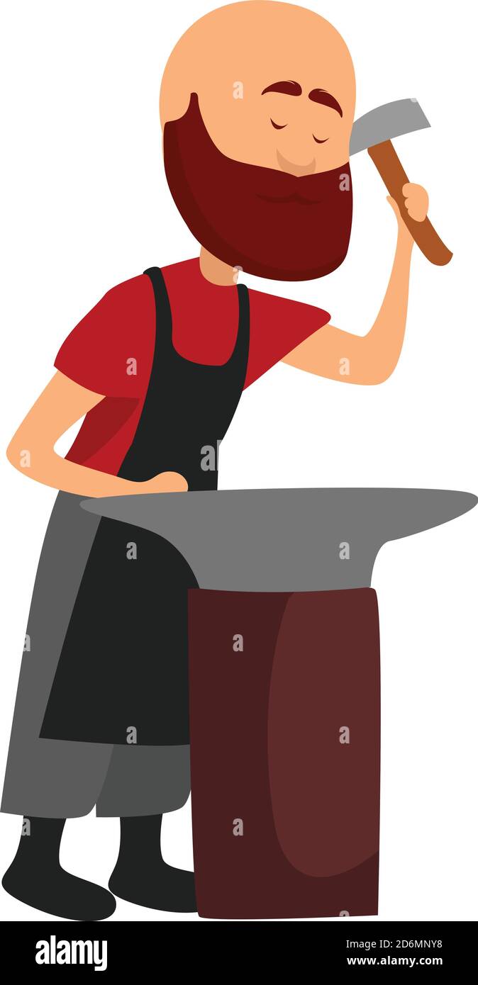 Old blacksmith, illustration, vector on white background Stock Vector