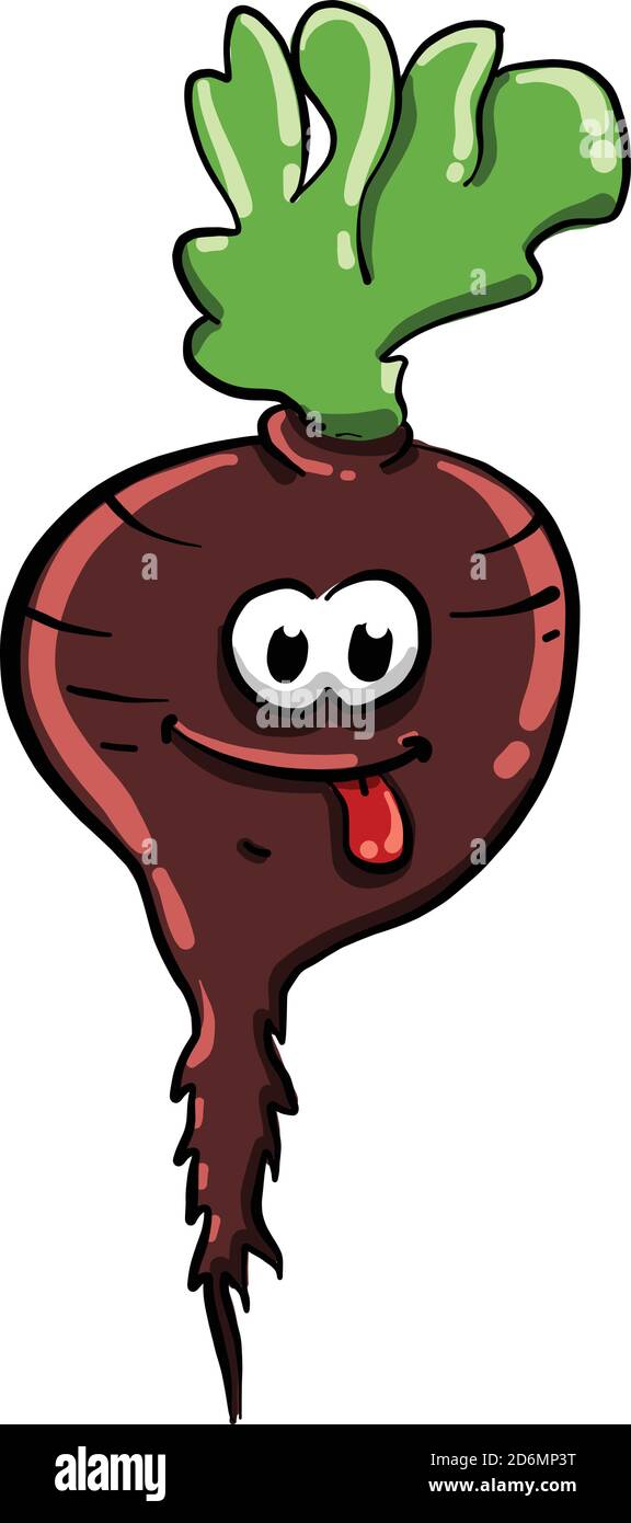 Goofy beet, illustration, vector on white background Stock Vector