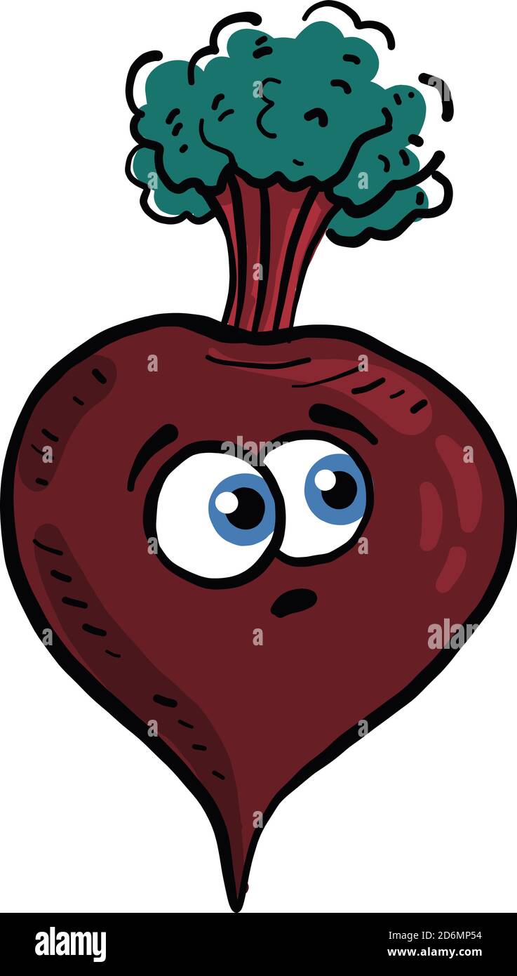 Worried beet, illustration, vector on white background Stock Vector