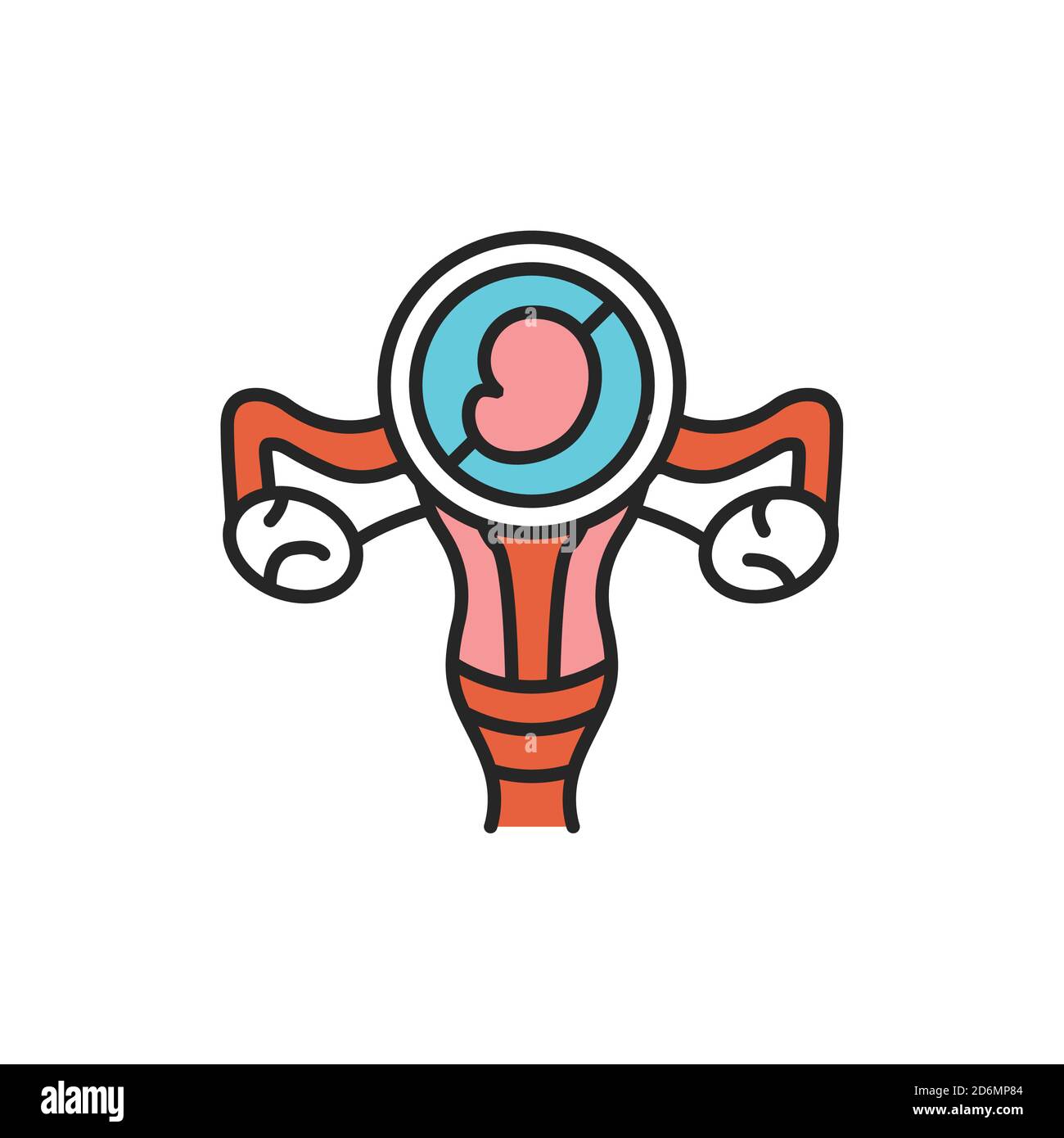 Infertility line color icon. Female reproductive system disease. Sign for web page, mobile app, button, logo. Vector isolated element. Editable stroke Stock Vector