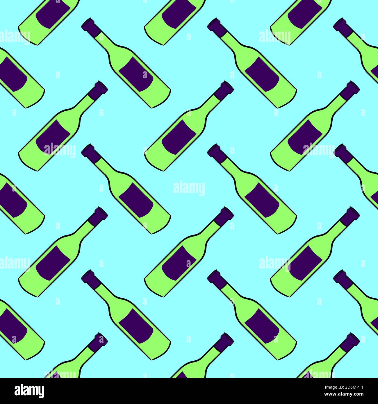 Small bottles, seamless pattern on blue background. Stock Vector