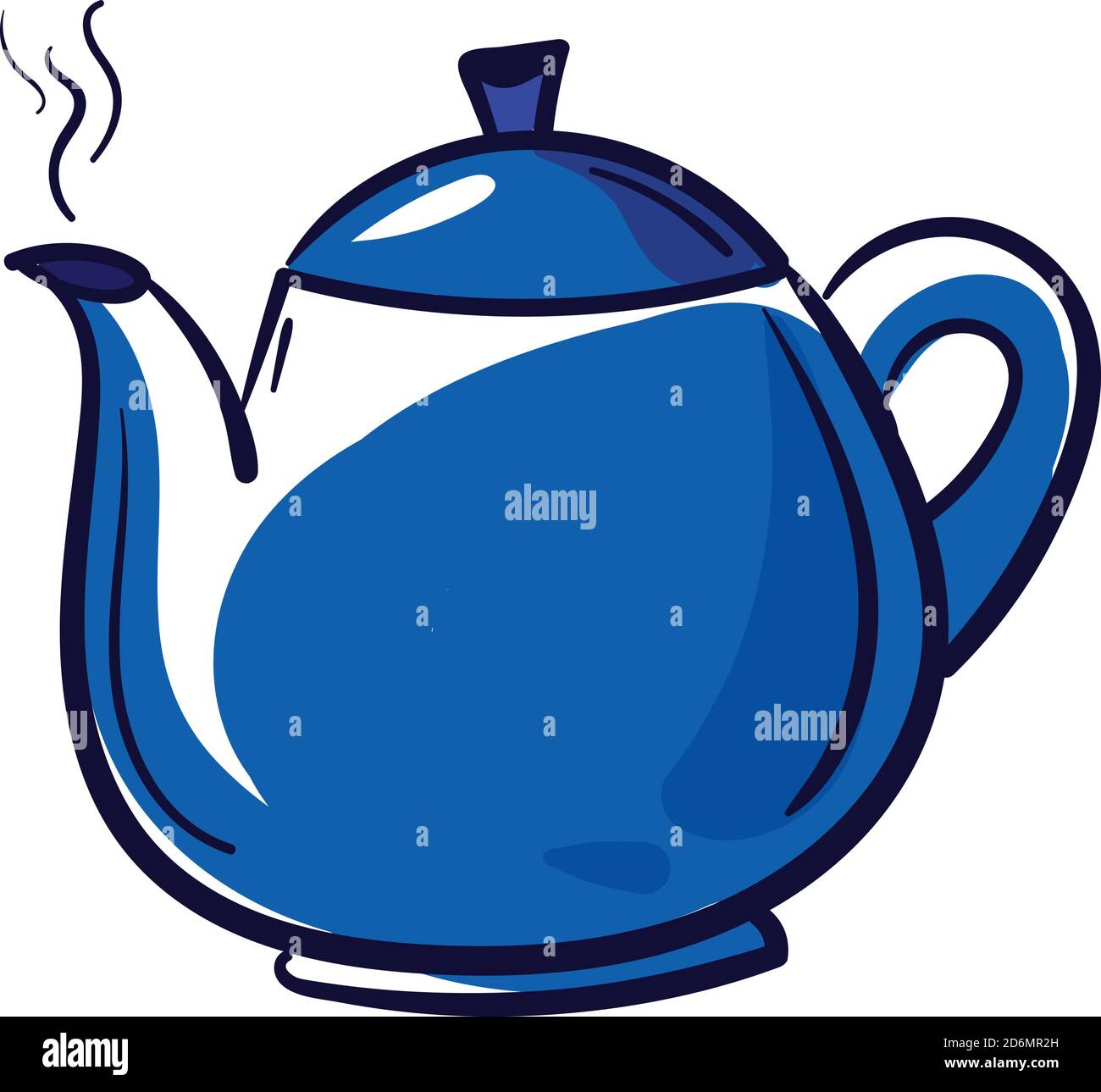 Blue teapot, illustration, vector on white background Stock Vector